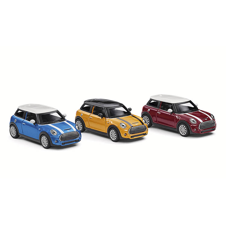 картинка Модель автомобиля MINI Cooper S Pull Back, Yellow, Red, Blue от магазина bmw-orugunal.ru