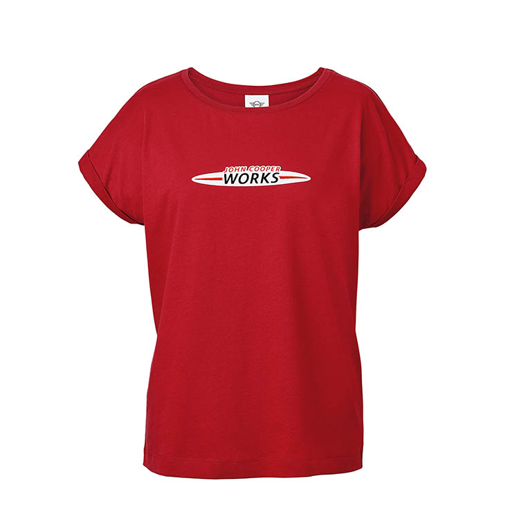 картинка Женская футболка MINI JCW Logo, White, Red от магазина bmw-orugunal.ru