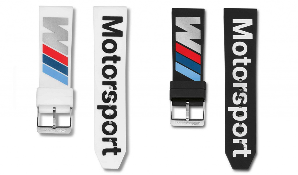 картинка Сменный силиконовый ремешок BMW M Motorsport для наручных часов Apple Watch, White/Black от магазина bmw-original.ru