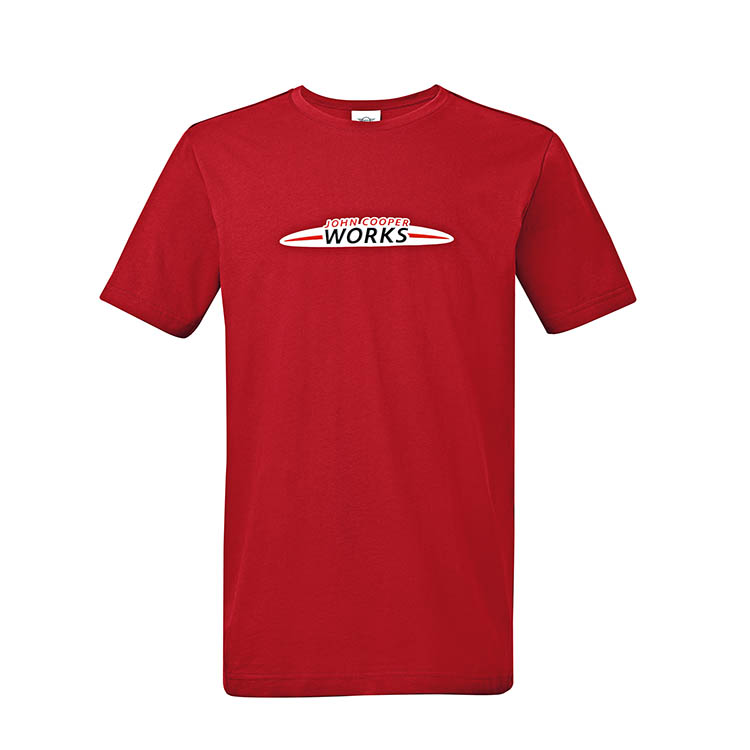 картинка Мужская футболка MINI JCW Logo, White, Red от магазина bmw-orugunal.ru